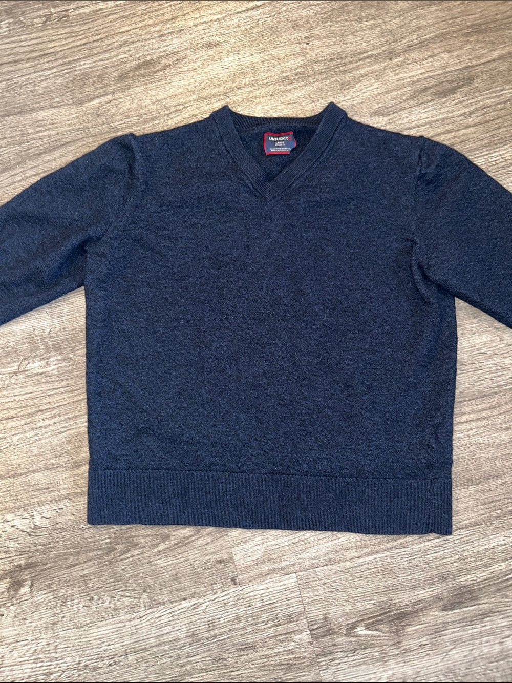 UNTUCKit 100% Extra Fine Merino Wool V Neck Sweater Navy Blue Shrunk Women’s S